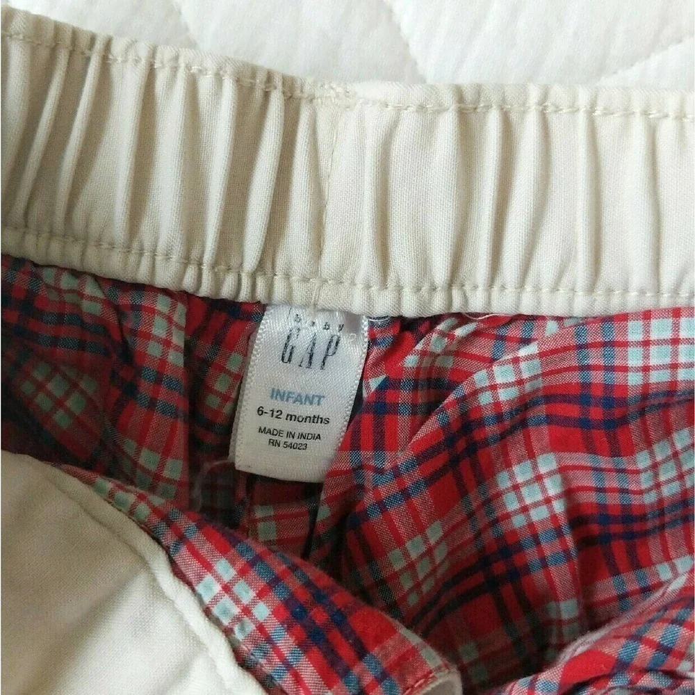 Baby Gap 6-12 Months Plaid Lined Khakis